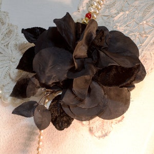 Flower Gothic, Black flower, Silk Extra Large 18cm Rose, Millinery Fascinator Flower, Hat Mount, Black velvet flower Gothic, Antique Flower image 5
