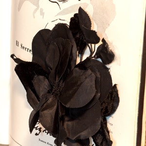 Flower Gothic, Black flower, Silk Extra Large 18cm Rose, Millinery Fascinator Flower, Hat Mount, Black velvet flower Gothic, Antique Flower image 7