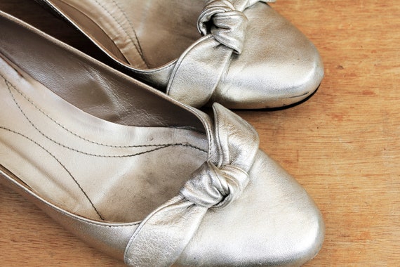 90s Silver Leather, Furla Shoes, EU 40, US 9, U.K.