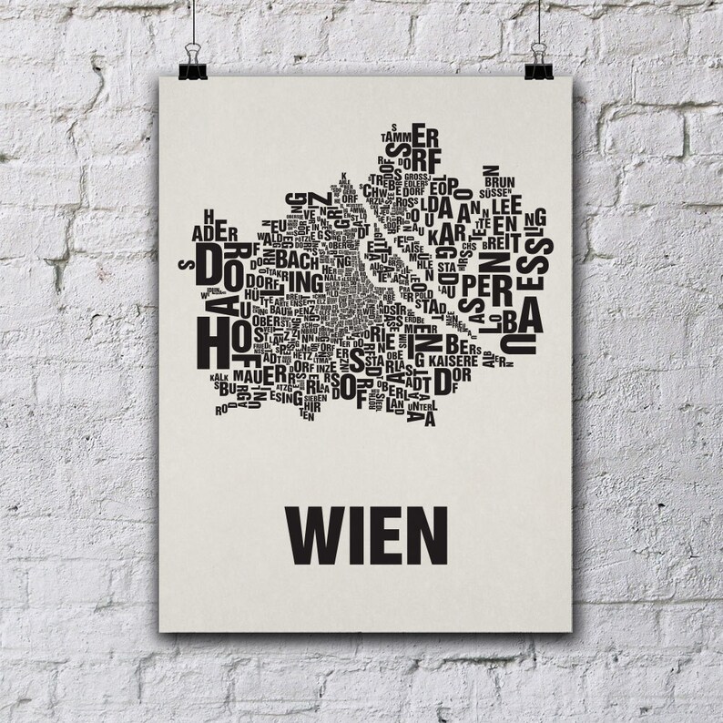 VIENNA / Wien Austria Typographic Map Screen Print | Etsy