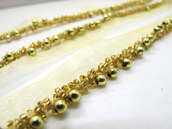 21mm Seed Beads and Pearls Twisted Piping Trim|Lip Cord|Lace Trim|Edging Trim|Cushion Making|Costume Doll Miniature Decorative Bead Lace