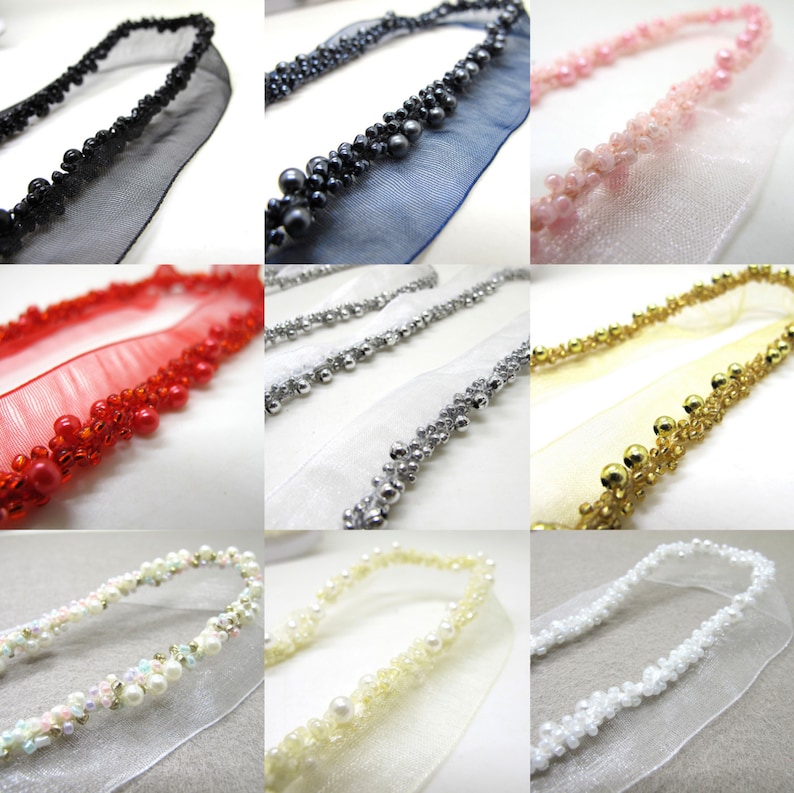 21mm Seed Beads and Pearls Twisted Piping Trim|Lip Cord|Lace Trim|Edging Trim|Cushion Making|Costume Doll Miniature Decorative Bead Lace