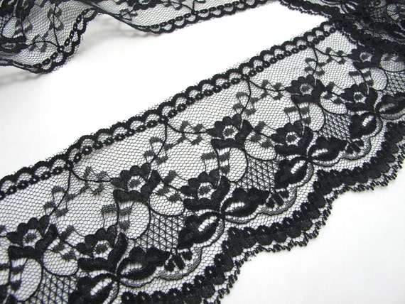 3-3//8 inches White or Black Venice Lace Ribbon Trim By Yard