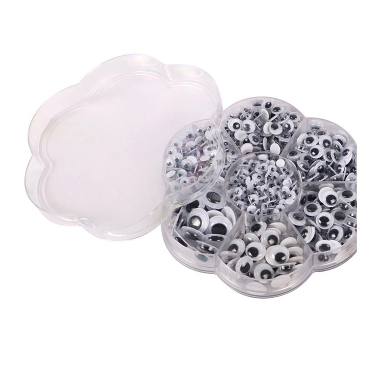 Assorted Flat Back Plastic Black Pupil Wiggly Moving Eye 800 Pieces MIX SIZE Goggly Wiggly Eyes