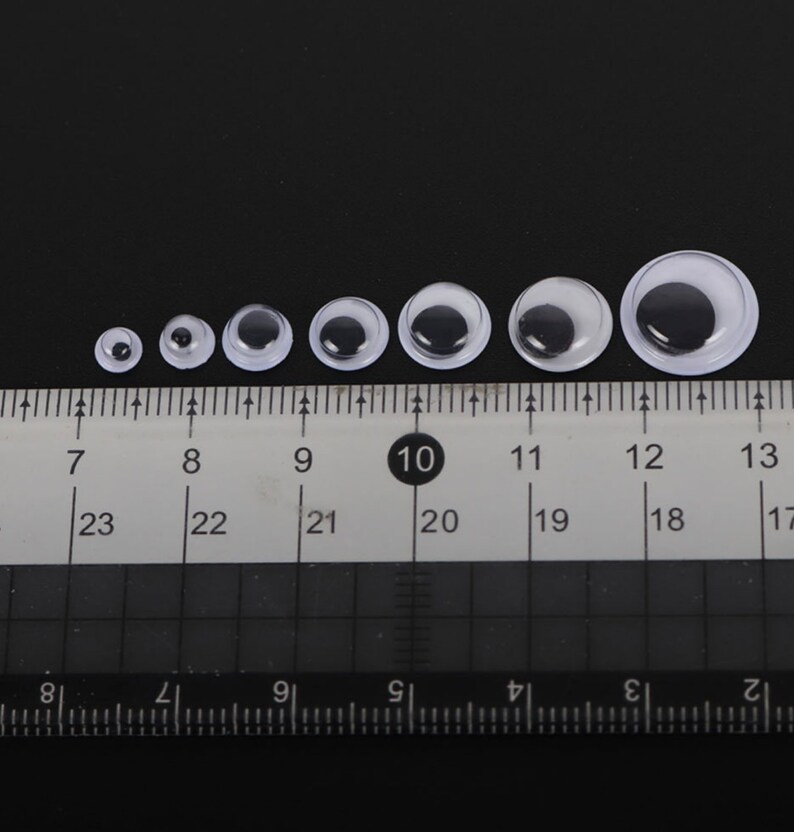 Assorted Flat Back Plastic Black Pupil Wiggly Moving Eye 800 Pieces MIX SIZE Goggly Wiggly Eyes
