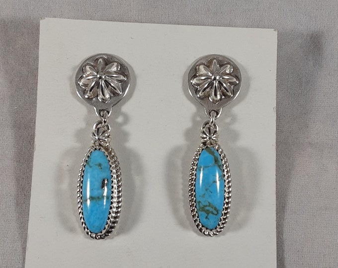 Tyrone Turquoise with Stamped Button Earrings