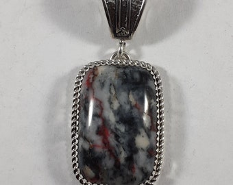 Cinnabar Sterling Silver Pendant, Twist Wire Setting
