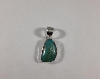 Sterling Silver Turquoise Pendant, Boho Style
