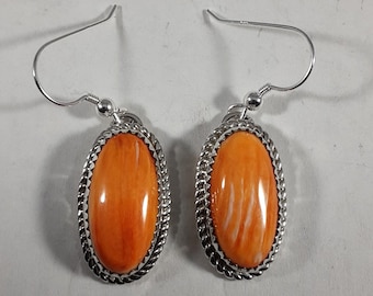 Orange Spiny Oyster Shell Dangle Earrings