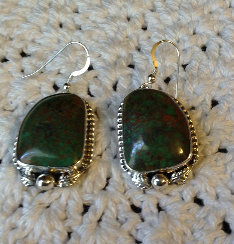 Green Turquoise with retailer Brown Matrix Earrings