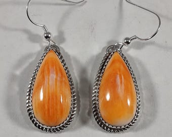 Orange Spiny Oyster Shell Dangle Earrings