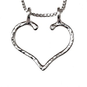 Hammered Silver Heart Ring Holder Necklace: Wedding, Engagement Band Keeper. Doctor, Nurse, Mom Gift.