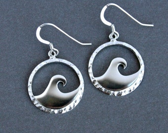 Wave Earrings Ocean Jewelry, Ocean Wave Jewelry Silver Dangle Earring Mermaid Jewelry Silver Wave handmade gifts hostess gifts divorce gifts