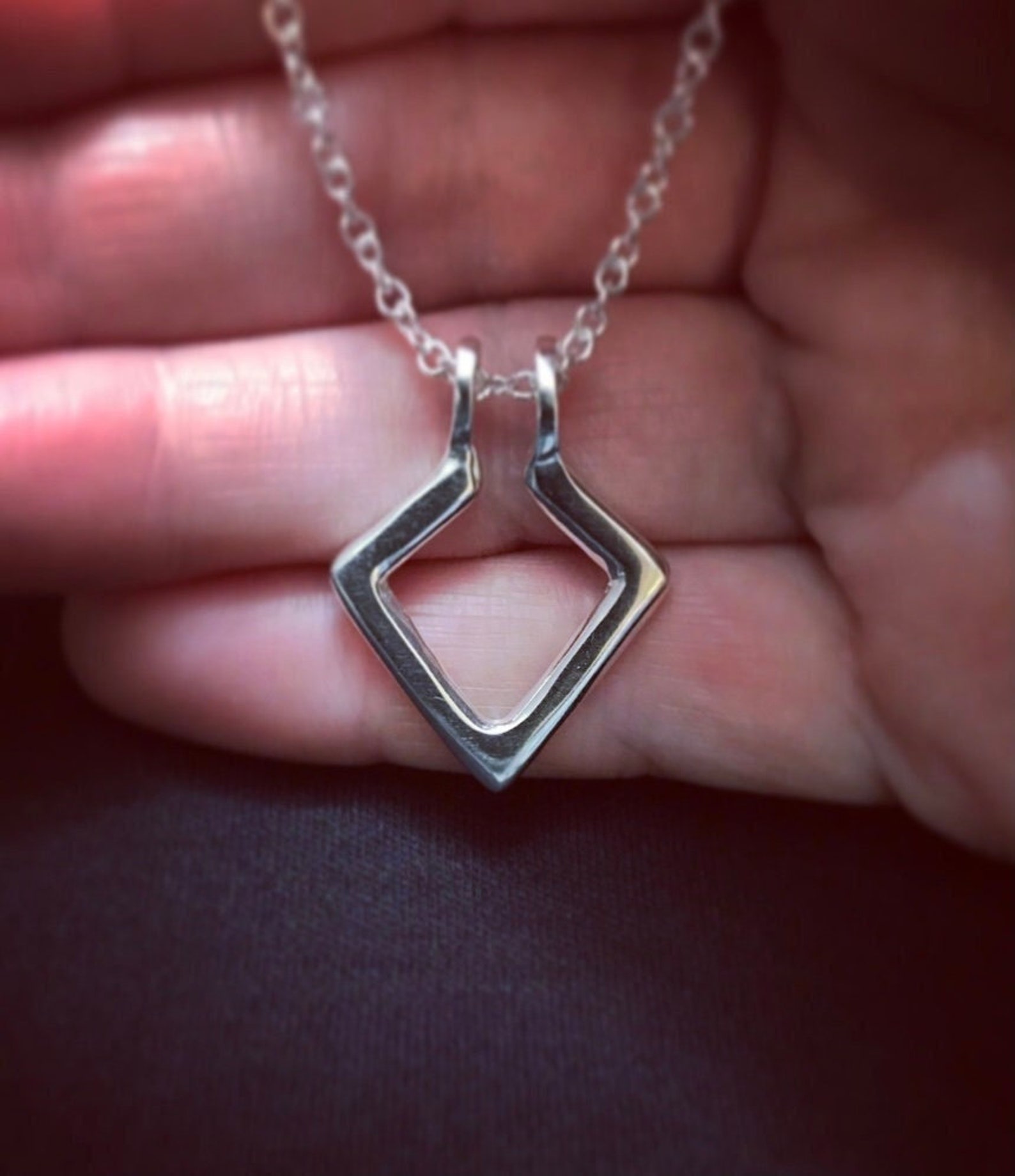 Ring Holder Necklace SILVER GEOMETRIC Wedding Ring Necklace Etsy