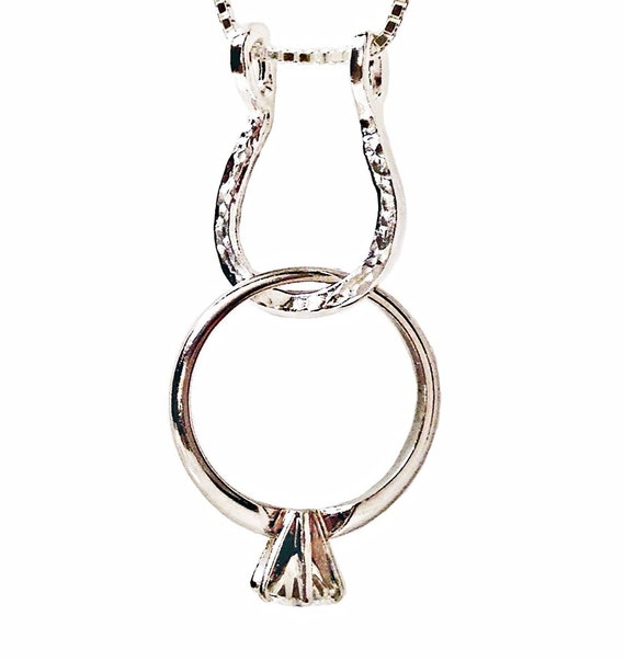 14K Solid Gold Ring Holder Pendant Necklace Heart, Ring Keeper Charm  Keepsake | eBay