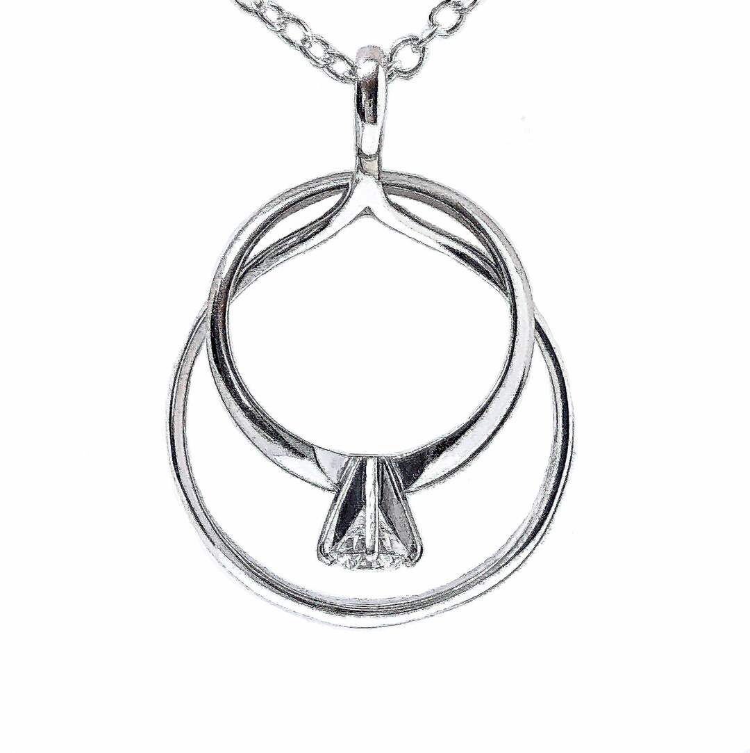 Ring Holder Necklace Silver Full Circle Engagement Ring Necklace Holder Wedding Ring Keeper