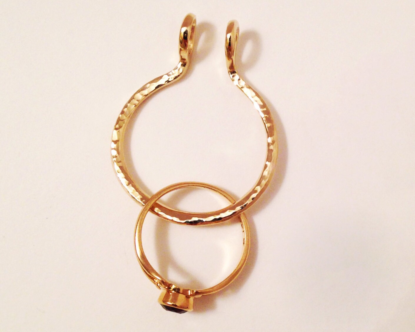 Gold Ring Holder Necklace Heart or Hammered or Smooth Holder Etsy