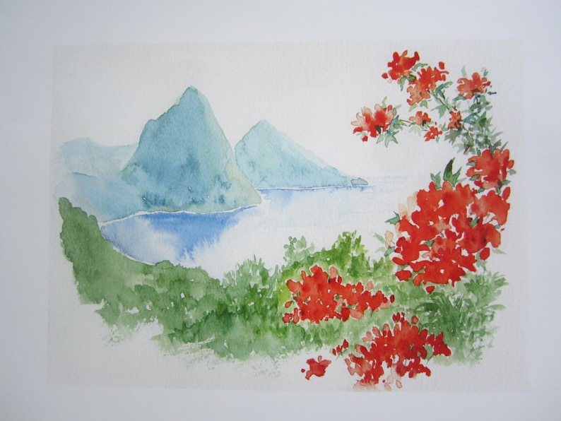 The Pitons St. Lucia Print Etsy