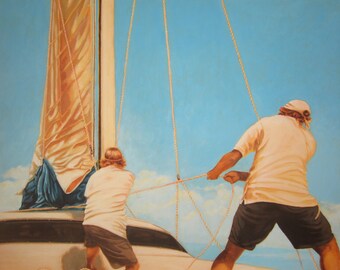 Day Sail Original acrylic painting Maui Hawaii