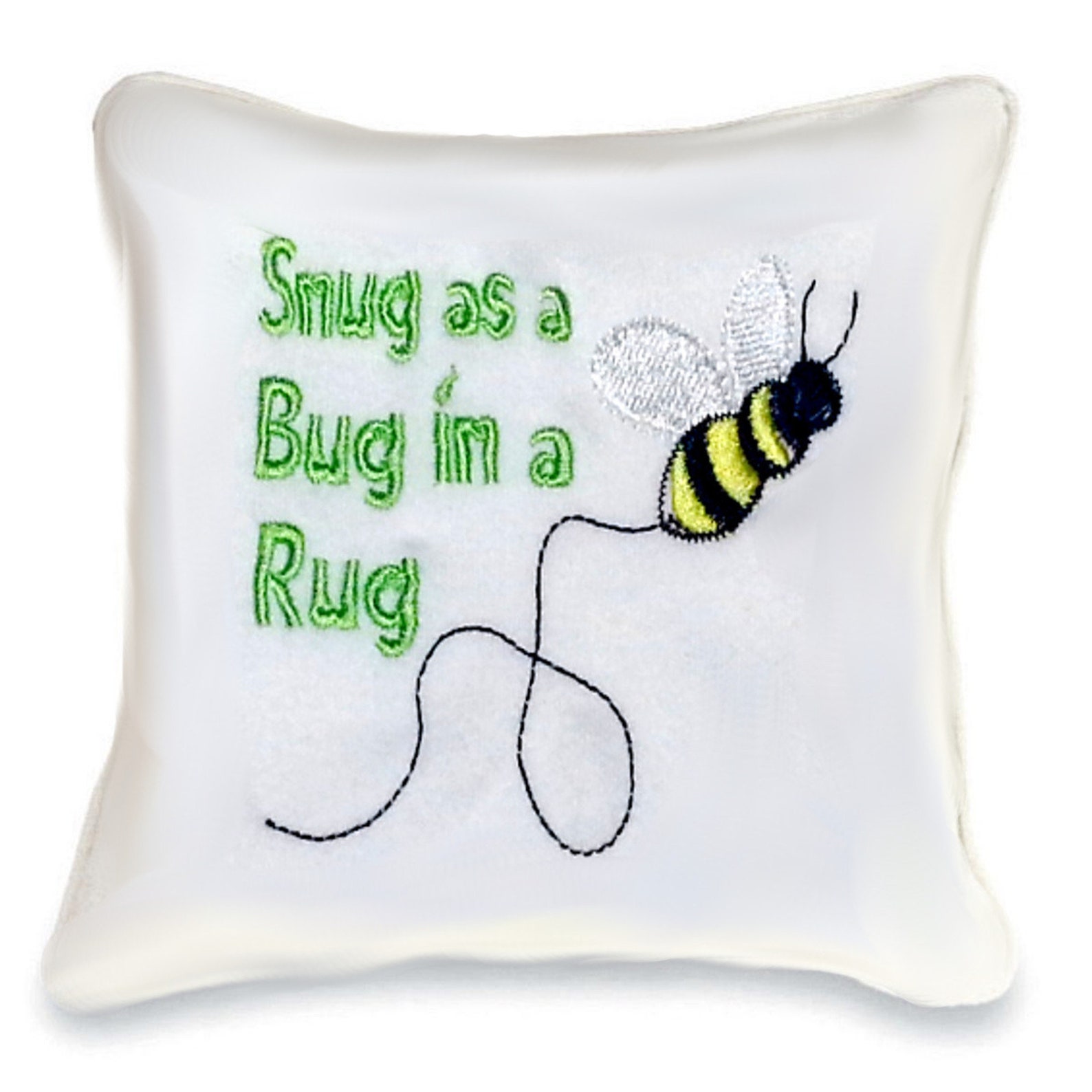 Personalised Embroidered Snug as a Bug in a Rug Bee Cushion Etsy UK