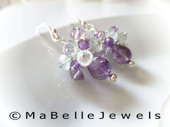 Belle Handmade Natural Amethyst Gemstone Leverback Dangle//pendants d/'oreilles
