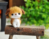 DIY Filz wolle Fox Kit / Filz wolle braun Hund mit Knochen / Filz wolle Tiere