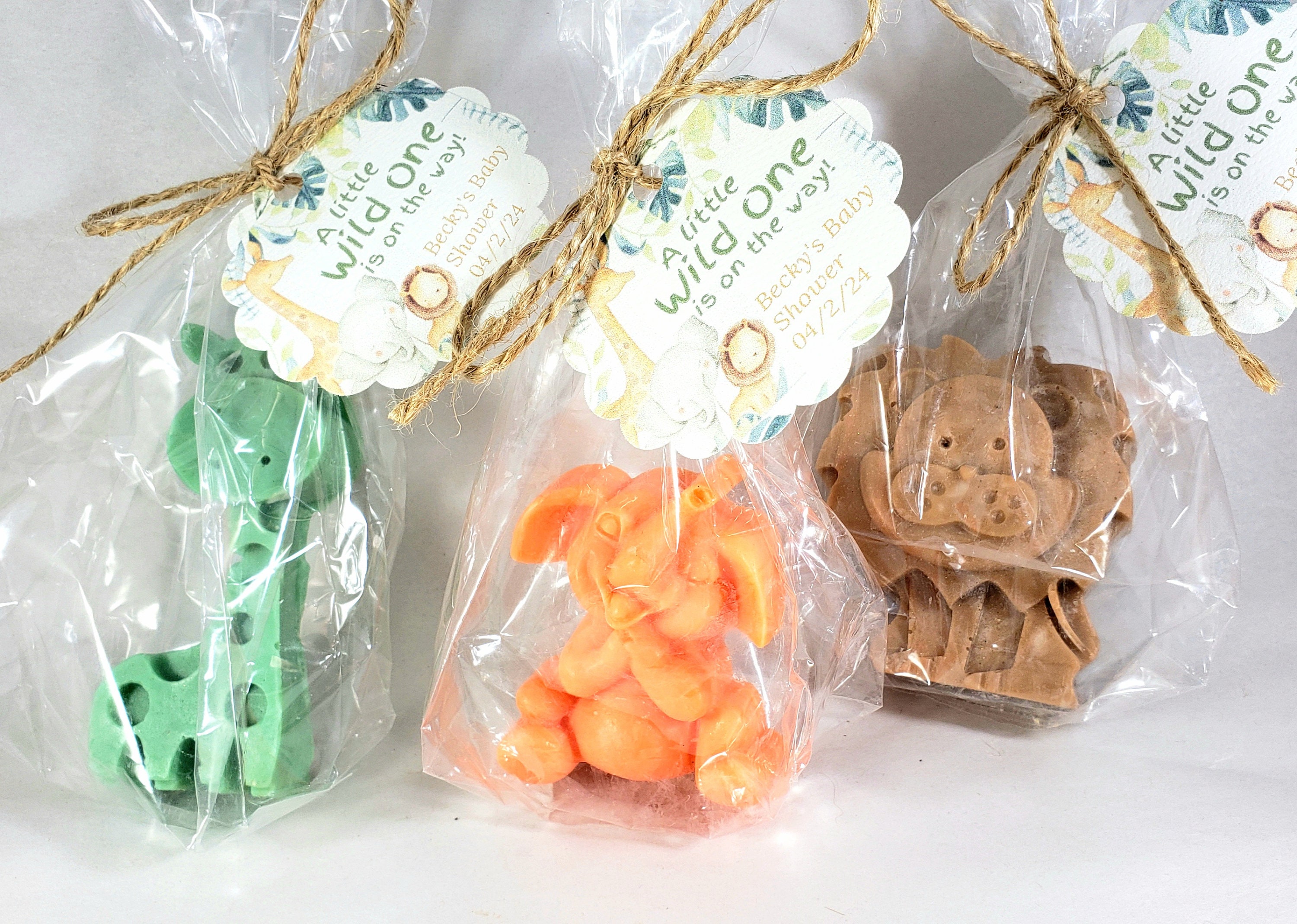 Animal Cracker Jungle Themed Baby Shower Favors 20 Stickers Bags