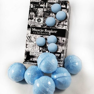 Muscle Soaker Bath Bombs, Epsom Salt, Menthol, 6 pc Gift Set