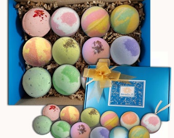 12 Bath Bombs, Natural Bath Bomb Set, Bath Bombs Gift Set, Beautifully Packaged, Organic & Natural Ingredients