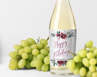 Wine Label - Happy Holidays - From the Neighbor You Like / Gift for Neighbour Wine Label - Instant Download, humorous wine label Printable