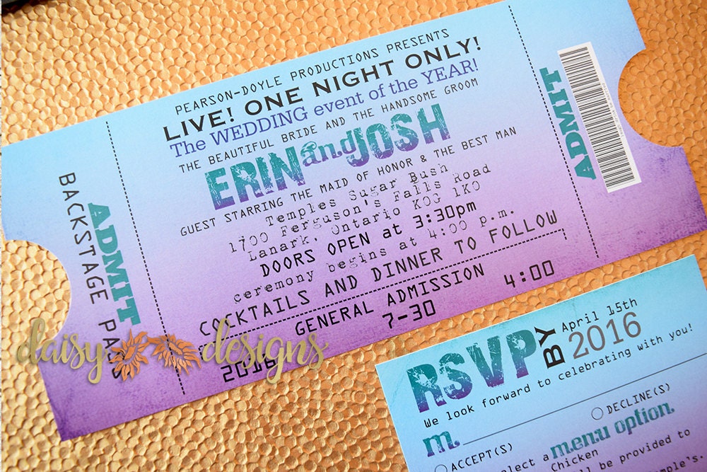 Concert Ticket Invitation Wedding Ticket Invite Concert Etsy concert-ticket-wedding-invitations