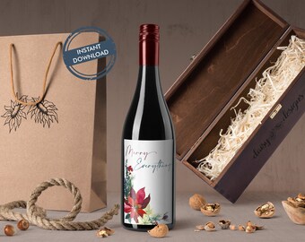 Merry Everything holiday Wine Label / Instant Download / Holiday Gift /  Bottle label Printable / reason to drink / Christmas wine