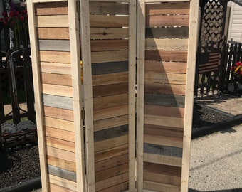 Handmade Primitive Room Divider / Movable Wall / Screen made from Antique Looking Wood - 5' 10" Tall with Three Panels - Beautiful!