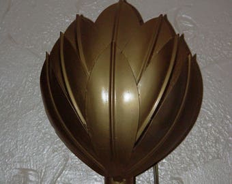 Wall Sconce, Large Painted Satin Bronze Metal Wall Sconce, 1 Light, Made in Italy, Beautiful Leaves, Wall Hanging, 1960s