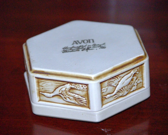 Ceramic Trinket Box, Jewelry Box, Avon Octagonal … - image 5