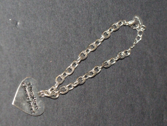 Vintage Silver Style Heart Bracelet, Chain 7", He… - image 1