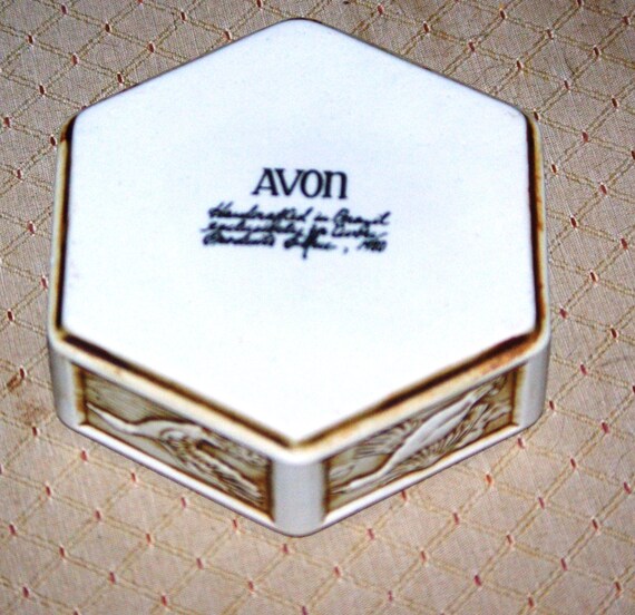 Ceramic Trinket Box, Jewelry Box, Avon Octagonal … - image 2
