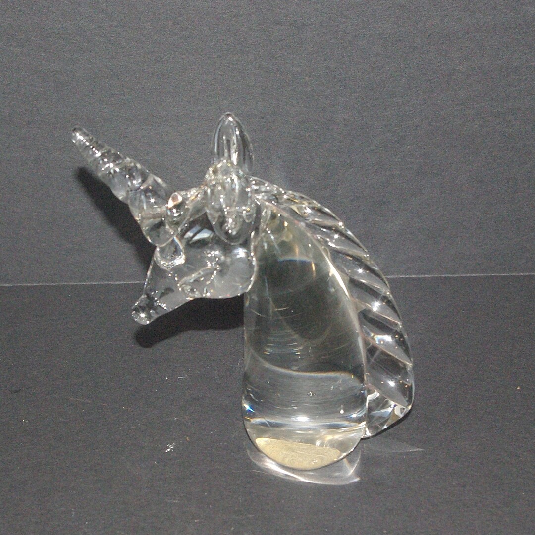 Vintage Clear Glass Unicorn Paperweight 5 1/2 Tall Etsy