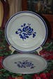 Stoneware, BLUE BELLE , 2 - 10 1/2' Dinner Plates, Blue Floral, Stoneware Replacement Plates, Made in Japan, 1980s 