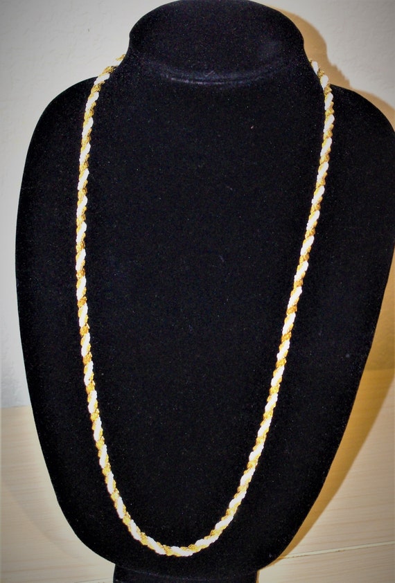 Vintage 29" Twisted Rope Necklace, Long Gold P… Gem