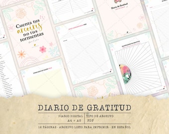 Gratitude Diary PDF A4-A5 printable | Mindfulness / Daily Gratitude Planner | Daily Gratitude Tracker | Gratitude Jar