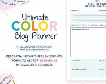 Ultimate COLOR Blog Planner | Blogger's Content Planner | Social Media and Blog Post Ideas | Instant Digital Download
