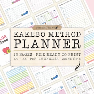Budgetplaner nach der Kakebo-Methode | Druckbarer Finanzplaner auf Englisch | Geld sparen mit Sinn | USD EUR | Digitaler Download