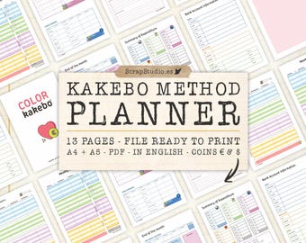 Kakebo Method Budget Planner – Printable Money Organizer in English | Digital Download for USD and EUR | Minimalist Savings Tracker