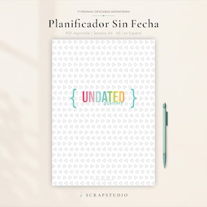 Spanish Undated Planner Printable PDF, Daily Weekly Monthly Pages, A4 A5