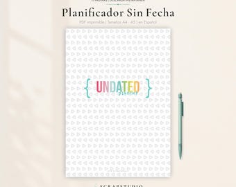スペイン語版日付なしプランナー PDF A4 A5 | 印刷可能な日次・週次・月次・年次ページ | デジタルダウンロードオーガナイザー