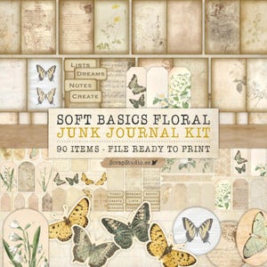 Soft Basics Floral Printable Junk Journal Kit, März 2025 Mega Kit für meine Ko-Fi-Partner, Digitaler Download