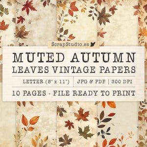 Wispy Autumn Leaves Junk Journal Papiere, digitales Papier für Scrapbook, Scrapbooking, druckbare Seiten