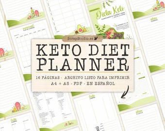 Keto Diet Meal Planner Printable PDF | Spanish A4 A5 Keto Meal Planning Sheets | Low Carb Menu & Grocery List