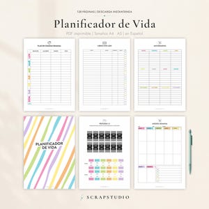 Spanish Life Planner Printable PDF, 138 Pages, Daily Weekly, Finance, Fitness, A4 A5